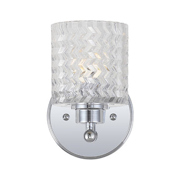 Spaulding Vintage Iron/Chevron Pattern Glass Farmhouse Cottage LED Vanity Light - JONATHAN Y